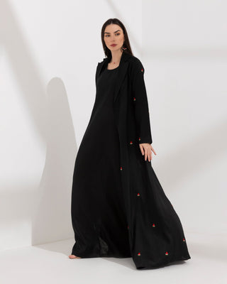 Watermelon Linen Abaya Black - fashion by shehna