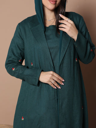 Watermelon Linen Abaya Green - fashion by shehna