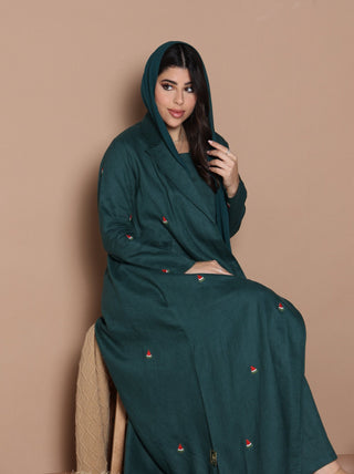 Watermelon Linen Abaya Green - fashion by shehna