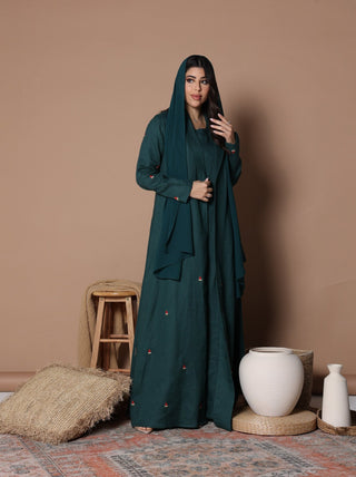 Watermelon Linen Abaya Green - fashion by shehna