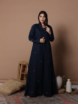 Watermelon Linen Abaya Navy Blue - fashion by shehna