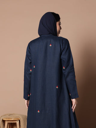 Watermelon Linen Abaya Navy Blue - fashion by shehna