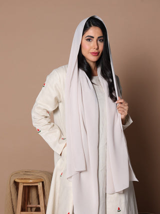 Watermelon Linen Abaya Oat Milk - fashion by shehna