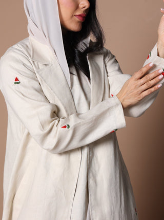 Watermelon Linen Abaya Oat Milk - fashion by shehna