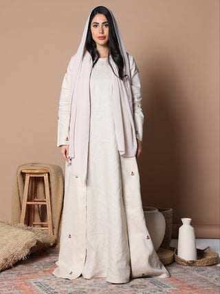 Watermelon Linen Abaya Oat Milk - fashion by shehna