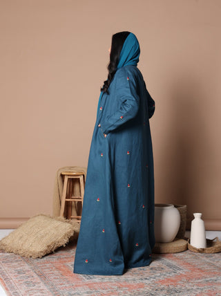 Watermelon Linen Abaya Teal blue - fashion by shehna