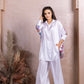 White flower Silk Co - ord Set - fashion by shehna