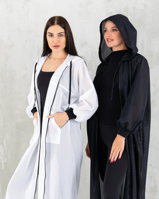 White Mesh Long Jacket - fashion by shehna